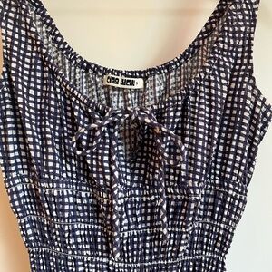 Ciao Lucia Gianluca Navy and White Gingham Mini Cotton Sleeveless Dress size S